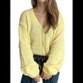 thumbnail image 2 of Suéter Tipo Cárdigan con Botones para Mujer, de Otoño, Holgado e Informal, de Punto Amarillo S, 2 of 9