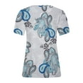 thumbnail image 6 of pimelu Womens Tops Tops for Women Trendy Plus Size Petal Sleeve Retro Western Graphics Blouses Summer Trendy Ethnic Style Print T Shirts Girls V-Neck Short Sleeve Tunic Top, 6 of 6