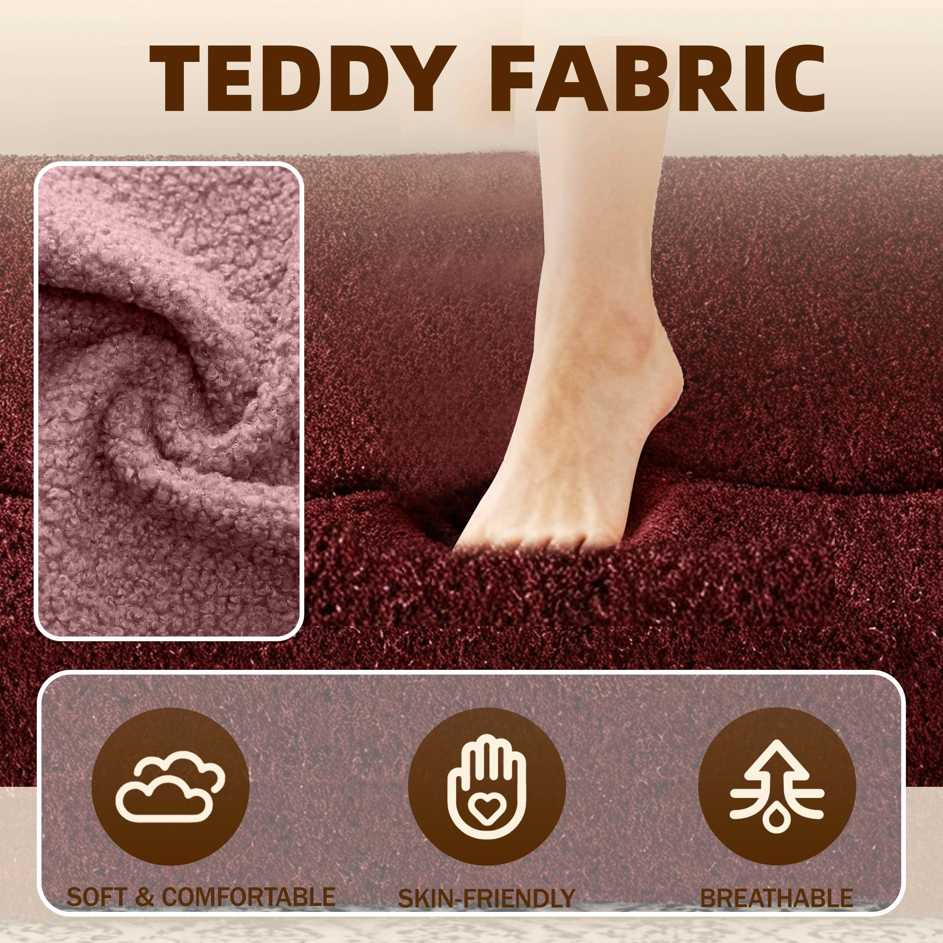MAYEERTY Sherpa Floor Sofa Bed, Full Size Foldable Foam Sleeper Mattress with 2 Pillows, Zero Assembly Space Saving Guest Bed
