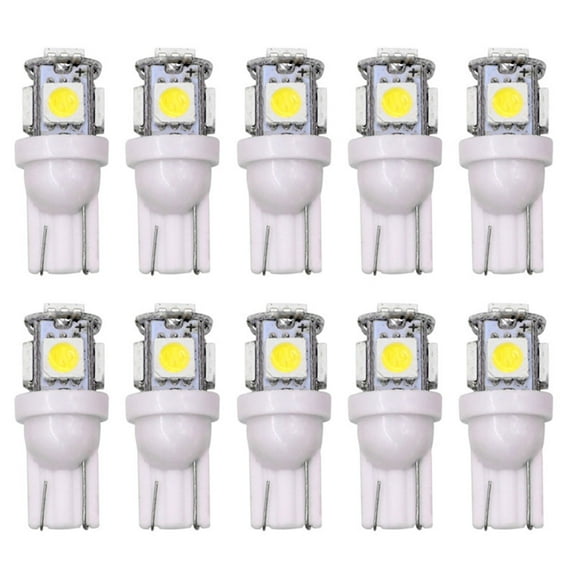 Lieonvis 10Pcs Car LED T10 W5W 5050 5SMD Reading Dome Lamp 168 194 192 DC 12V License Plate Bulbs Marker Light