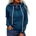 thumbnail image 2 of Yuemengxuan Female Comfortable Solid Color Long Sleeve Hooded Pullover Blouse with Zipper, 2 of 5