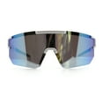 thumbnail image 6 of Mens Color Mirror Polarized Plastic Sport Wrap MTB Plastic Sunglasses White - Blue Mirror, 6 of 9