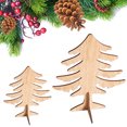 thumbnail image 5 of 6pcs Mini Unfinished Wooden Christmas Tree Table Decorations S, 5 of 6