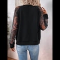 thumbnail image 4 of Chaqueta de Mujer con Encaje en Contraste y Cremallera, Larga Raglán, para Otoño Negro XL, 4 of 10
