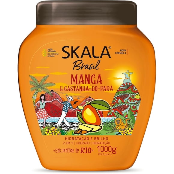 Skala Brasil Mango & Brazil Nut (Manga e Castanha do Pará) 2-in-1 Hair Treatment Cream - Deep Hydration Mask & Leave-In - Reduces Frizz & Restores Moisture - Vegan Brazilian Hair Care - 1kg (35.2 oz)
