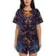 thumbnail image 1 of Balery Dreamy Jester Under Stars Conjunto de Pijama para Mujer con Estampado, Dos Piezas de Manga Corta y Shorts, Ropa de Dormir Suave con Cuello Redondo y Bolsillos-3X-Large, 1 of 6