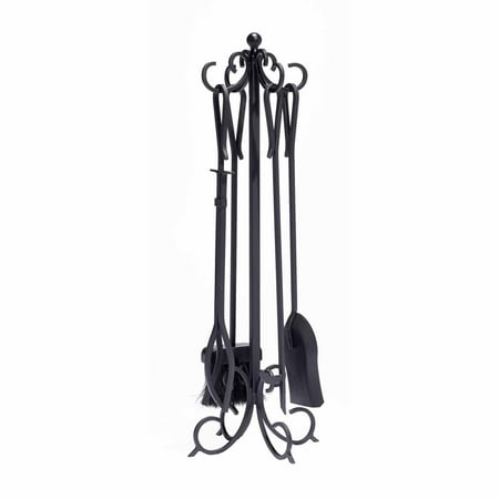 Pleasant Hearth Lewis 5 Piece Fireplace Toolset Black Walmart Com