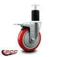 thumbnail image 2 of 5 Inch Red Poly Swivel 1-3/4 Inch Expanding Stem Caster Total Lock Brake SCC, 2 of 2