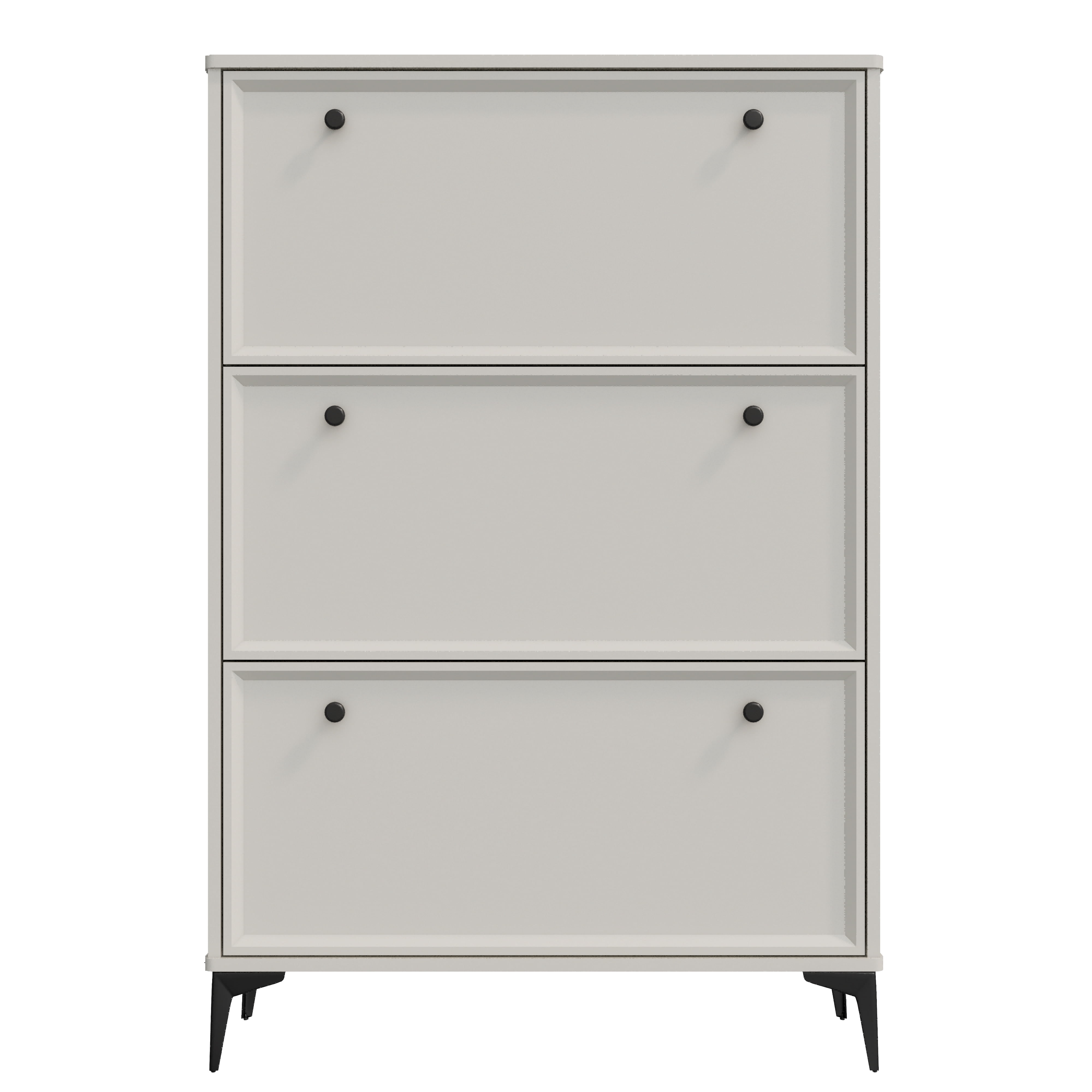 Miniyam Shoe Cabinet, Flip Down Storage Organizer for Entryway, White