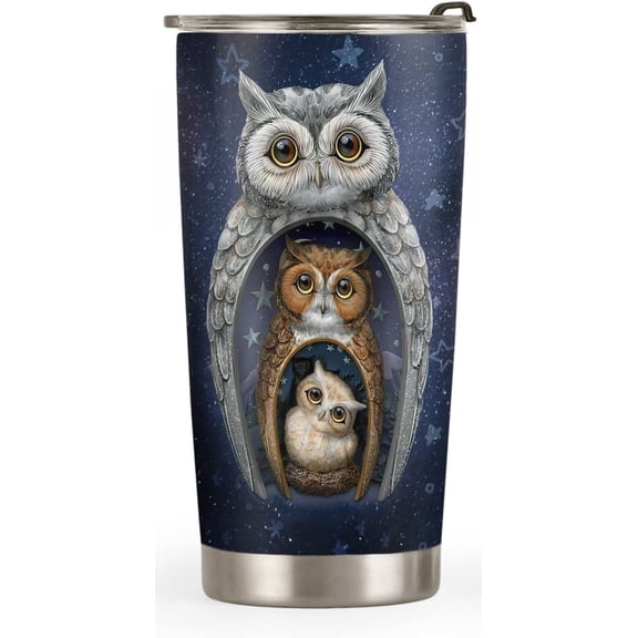 20oz Owl Gifts for Owl Lovers, Valentines Day Gifts for Her, Unique Birthday Gifts for Women, Mom, Daughter, Inspirational Gifts Night Owls Tumbler Cup, Insulated Travel Coffee Mug with Lid