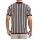 thumbnail image 3 of Polo de punto a rayas INSPIRE CHIC para hombres, camisetas de polo de manga corta con botones, jacquard, L marrón claro, 3 of 6