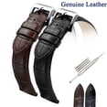 thumbnail image 2 of Rosnek Genuine Leather Watch Strap Stainless Steel Buckle Butterfly Clasp Watch Band 18mm 20mm 22mm Watchband Leather Strap, 2 of 8