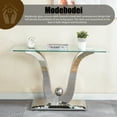 thumbnail image 6 of Modern 47" Rectangular Glass Console Table with Tempered Glass Top and U-Shaped Mirrored Stainless Steel Base, Ideal for Living Room and Hallway, 6 of 7