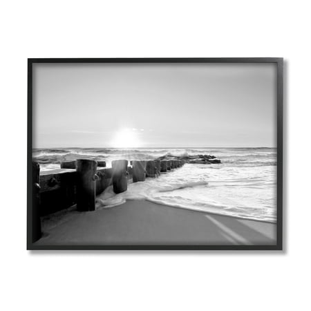 Stupell Indtries Beach Tide Sea Foam Landscape Black White Photography 14 x 11 Design by Natalie Carpentieri