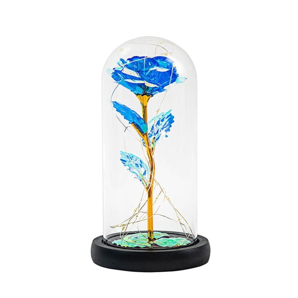 Naiovety Lámpara de flor inmortal de La Bella y La Bestia con cubierta de cristal, lámpara de decoración de flores artificiales, luz nocturna Kits de decoración para fiestas No.2 Naiovety HA027699-02