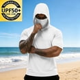 thumbnail image 7 of ZVNAΖH Men's Sun Protection Hooded T-Shirt, Short Sleeve Athletic Top with Face Mask for Workout & Outdoor, S-3XL, 7 of 7