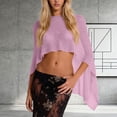 thumbnail image 2 of Feancey Sheer Poncho Tops for Women Crochet See Through Beach Coverups Summer Sun Protection Asymmetrical Shawl Pink Free Size, 2 of 6