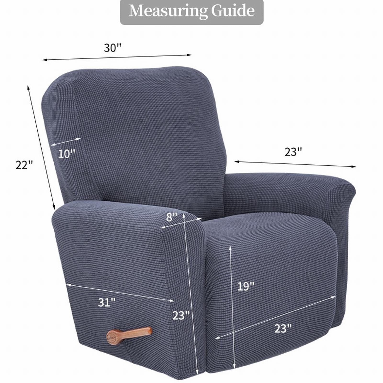 Mictong large solid color fleece recliner cover, washable sofa cover, thick polyester recliner cover, elastic recliner sofa cover, suitable for living room, 4-piece set, Light blue