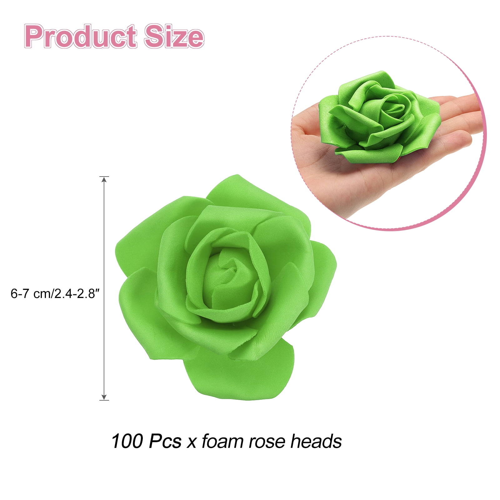 Unique Bargains Rose Heads Artificial Bulk Stemless Foam Fake Roses for DIY Crafts Green