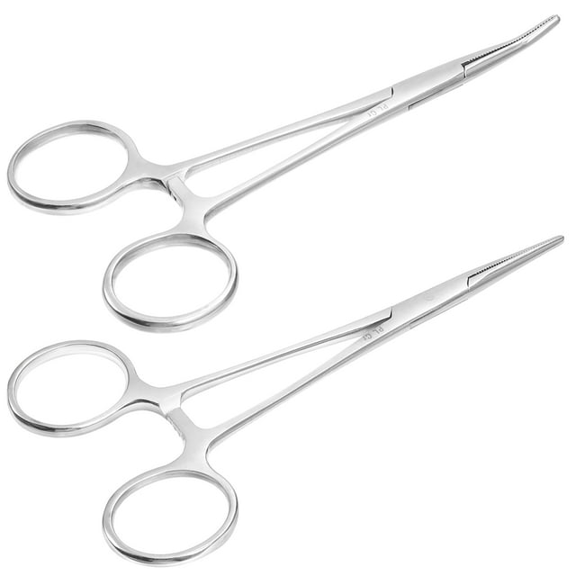 Pinzas hemostáticas de acero inoxidable 2pcs Pinzas depiladoras Pinzas de ahuecamiento (plata)
