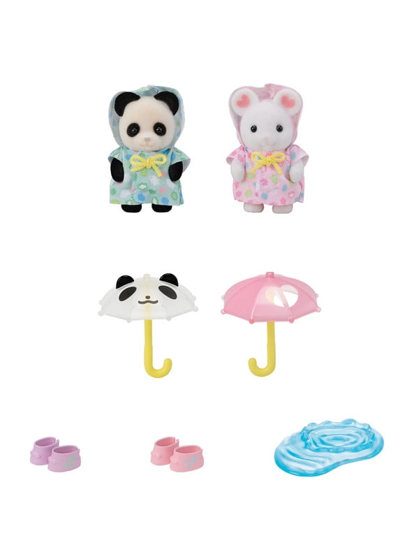 Calico Critters Nursery Friends Rainy Day Duo, Set of 2 Collectible Doll Figures with Accessories