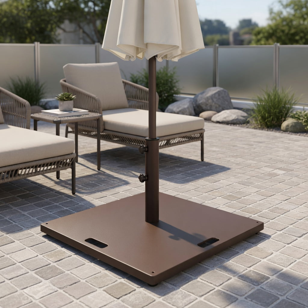 Resenkos Outdoor Umbrella Base, 50 LBS Weighted 24 Inch Square Patio Umbrella Base, Black