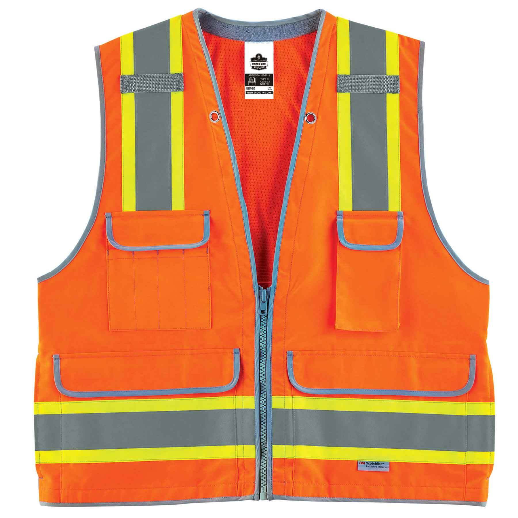 Ergodyne GloWear® 8254HDZ Type R Class 2 Heavy-Duty Surveyors Vest, Orange, 4XL/5XL