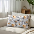 thumbnail image 3 of Grey Orange Spring Floral Body Pillow Cover, Pillowcase Protectors with Zipper, Breathable Decorative Throw Pillow Case Cover, Summer Botanical Farmhouse Pillow Shams for Couch Sofa 24x36Inch, 3 of 8