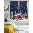 thumbnail image 3 of Blue Christmas Sheer Curtains 63 Inch Length 2 Panels Set Window Treatments, Xmas Snowman Truck Snowflake Tree Balls Rod Pocket Semi Curtains for Living Room/Bedroom/Kitchen Décor, 104"W x 63"L, 3 of 7