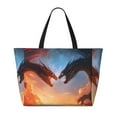 Noikeo Red And Blue Fire Cloud Dragon for Large Beach Tote Bag Beach