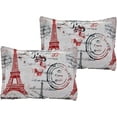 thumbnail image 5 of Sapphire Home 7 Piece Queen Comforter Set with Shams Bedskirt Cushions, Paris Eiffel Tower Theme Bed Cover Bed in a Bag, Red White, 7pc Comforter Queen Paris Red, 5 of 6