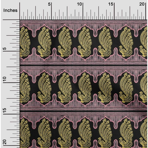 oneOone Organic Cotton Voile Fabric Peacock Block Decor Fabric Printed BTY 42 Inch Wide