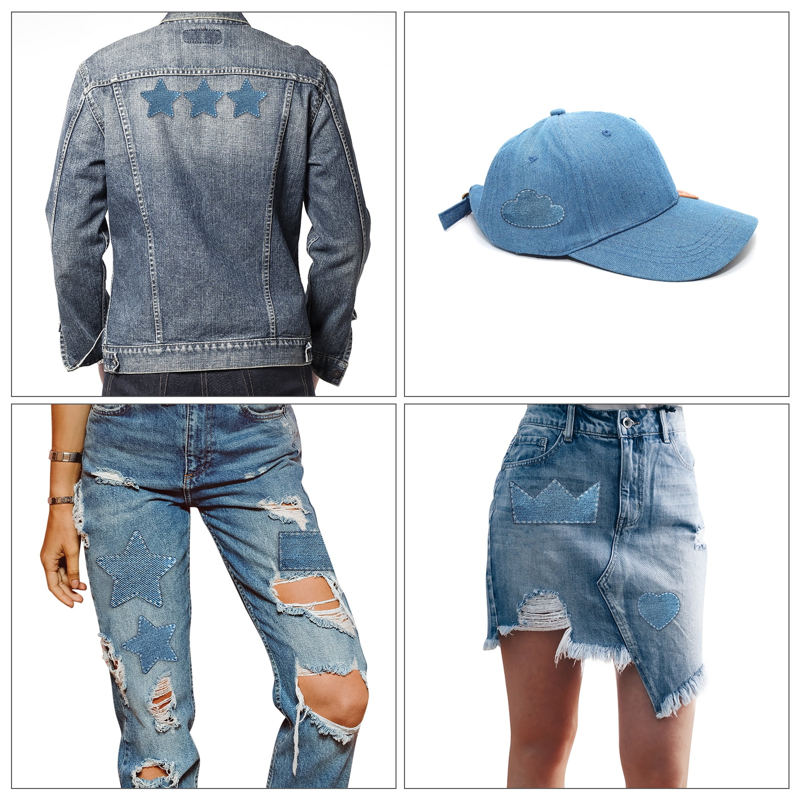 FL HUA - Lot De 8 Patchs étoiles Thermocollants, 2 Tailles - Idéal Pour Customiser Jeans, Vestes, Sacs - À Repasser Ou à Coudre