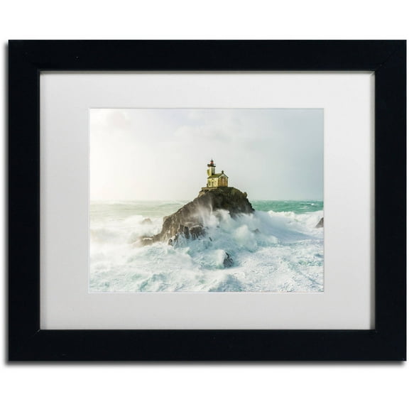 Trademark Fine Art "Haunted Lighthouse in the Storm" Canvas Art by Mathieu Rivrin, White Matte, Black Frame