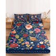 thumbnail image 2 of Twin XL Size Fitted Sheet Set - Navy Blue Floral 2 Piece Bedding Sets 16" Deep Pocket Fitted Sheet with 1 Pillowcases, Spring Farmhouse Botanical Flowers Vintage Brushed Microfiber Luxury Bed Sheets, 2 of 9