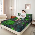 thumbnail image 4 of Homewish Gothic Skull Kids Twin Sheet Sets, Romantic Rose Floral Twin Fitted Sheet, 3pcs, 4 of 7