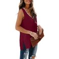 thumbnail image 3 of Womens Tank Tops V Neck Lace Side Split Summer Sleeveless Tops, 3 of 5
