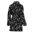 thumbnail image 2 of Black And White Music Note Pattern Women Bathrobe One Size Univeral Fits, Musician Music Fashion Lightweight Plush Fleece Long Robe For Women, 2 of 3