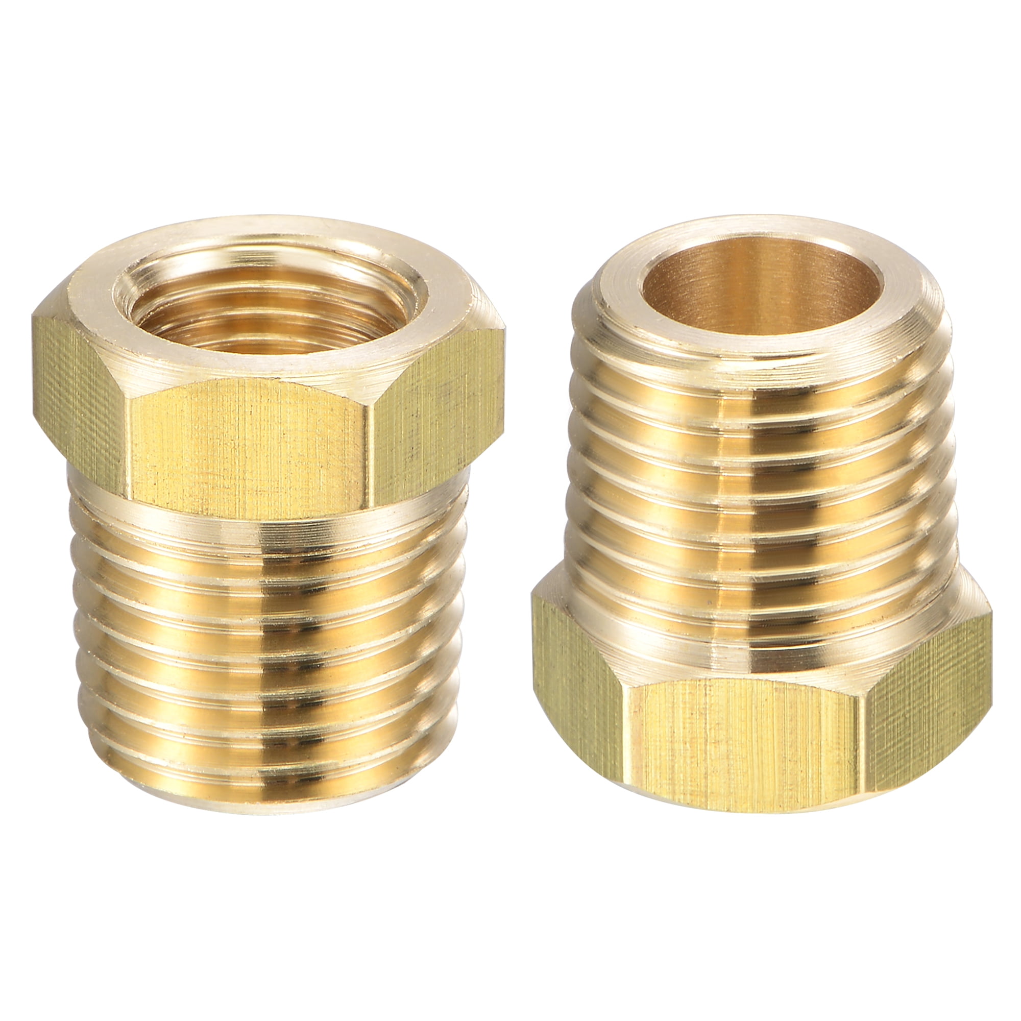 Unique Bargains Brass Pipe Fitting Reducer Adapter 1 4 Npt Male X 1 8 Npt Female For Water Oil Pressure Gauge Walmart Com