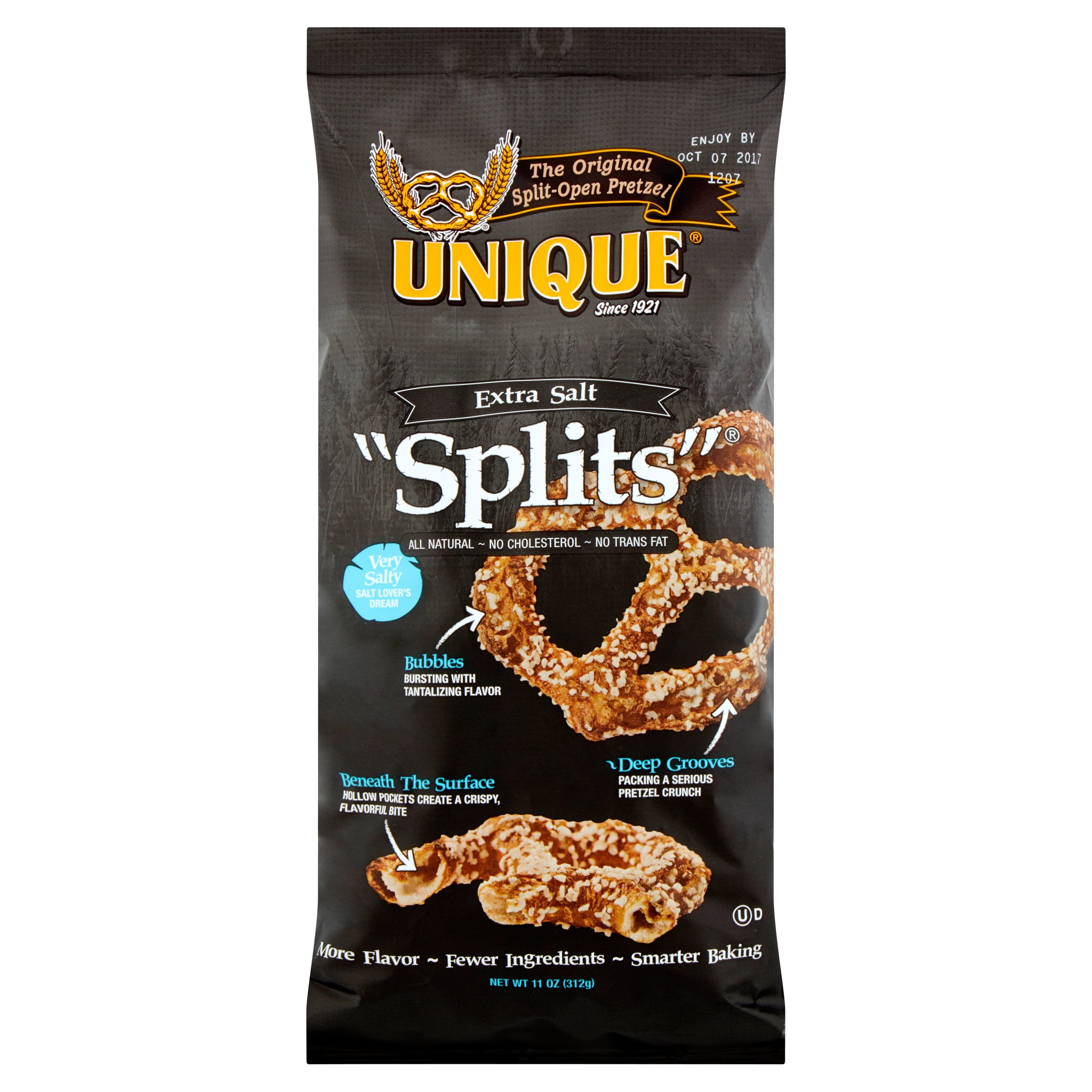 Unique Pretzel Splits Extra Salt,11 Oz (Pack Of 12)
