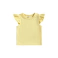 thumbnail image 1 of ZAXARRA Chemise pour Filles, Manches Volantes Col Rond Couleur Unie Fête de Rue Décontractée Printemps Été Hauts, 1 of 9