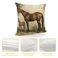 thumbnail image 4 of Creowell Horse Foal Field Pillow Covers for Couch Sofa Indoor Outdoor Throw Pillow Cover Short Plush Square Design 1PC 24x24in, 4 of 5
