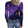 thumbnail image 4 of Akmaiox Halloween Long Sleeve Shirt for Women, Printed Crew Neck Slim Fitted Pullover Going Out Tops, Soft Knitted Holiday Base Layer Blouses, 4 of 6