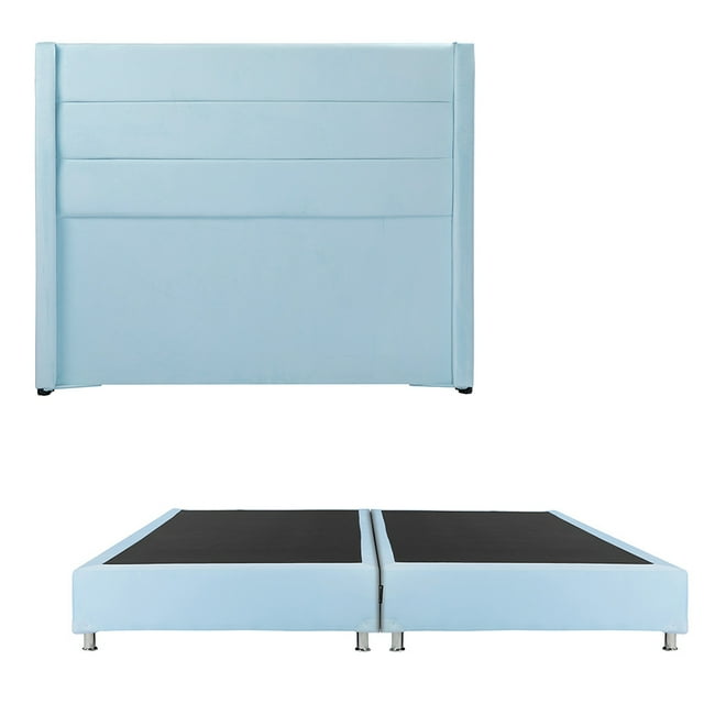 Box Base Cama King Size + Cabecera Lugo Dicasa Azul Cielo