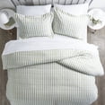 thumbnail image 2 of iEnjoy Home 3-PC King Puffed Rugged Stripe Duvet Cover Set in Sage Green/White, 2 of 3