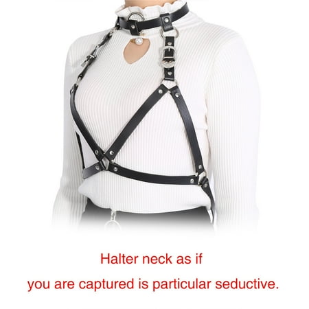Combination Leather Halter - PU Women Harness Belt,Women Cage Belt,Zerone Women PU Leather Harness Cage Sculpting Fashion Halter Neck Waist Belt Strap,PU Women Harness Belt