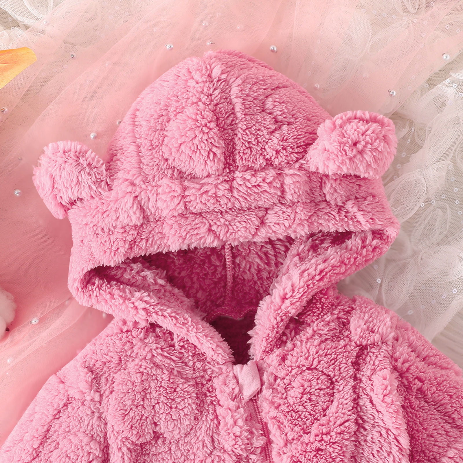 Combinaison Bébé Polaire Avec Capuche Ours – Chaud, Facile à Enfiler, 0-12 Mois