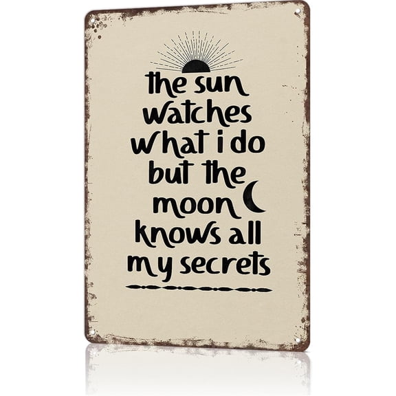 Funny Metal Wall Sign Boho Sun and Moon Quote Poster Food Wall Art for Home Room Office Decor 8 x 12 Inch