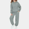 thumbnail image 2 of Fesfesfes Kids 2 Piece Set Fleece Lined Hooded Sweatshirt and Jogger Pants Winter Outfit for Boys and Girls Cozy Wear Cold Weather Clothes Childrens Matching Set Comfortable(Gray#2,3-4 Years), 2 of 4