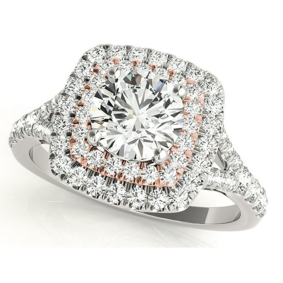 Auraâ„¢ 14K White Gold 3/4ct.tw Diamond Double Halo Ring